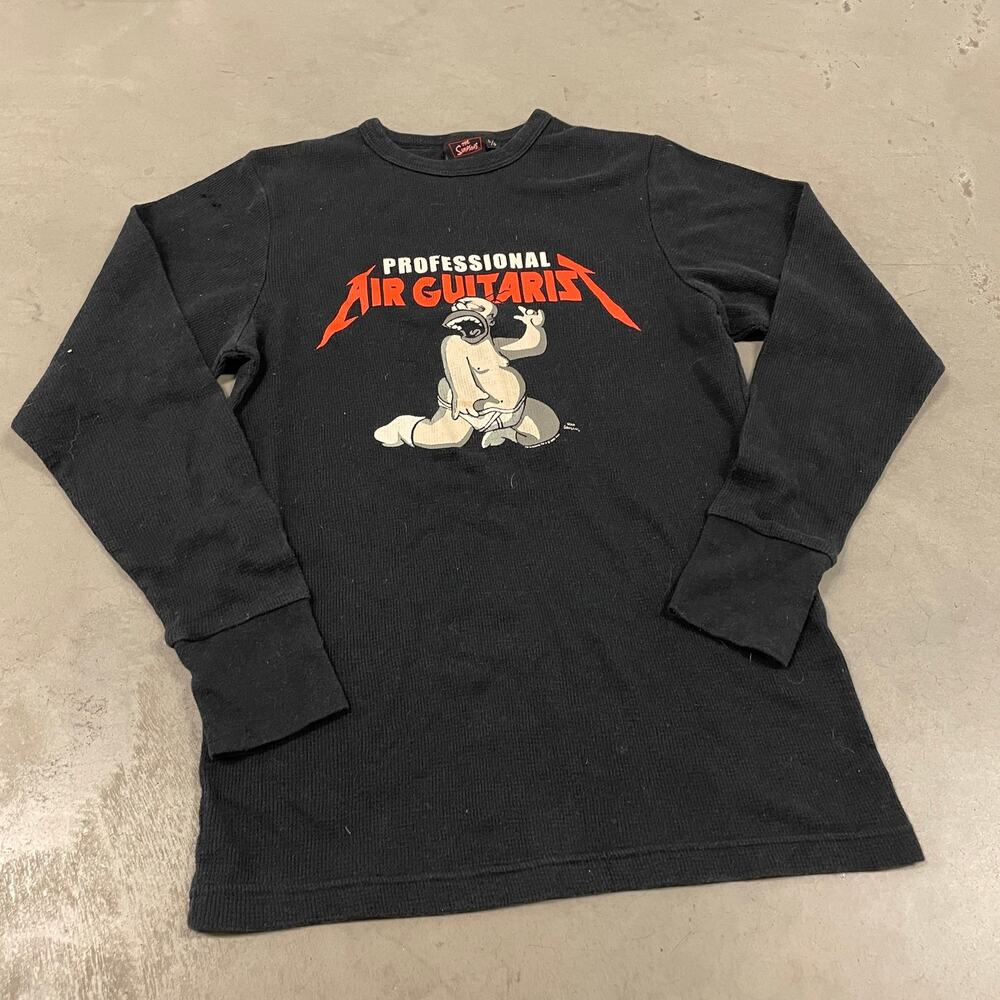 Vintage Y2K Homer Simpson air guitarist thermal t-shirt